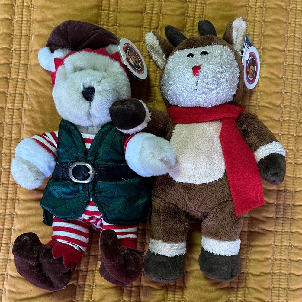 Starbucks Holiday Bearista 2001 Elf and 2003 Rudolph Reindeer